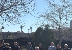April 17, 2025: Senator Fontana spoke at a ceremony on April 17 that commemorated Three Rivers Stadium’s baseball history with a series of markers on the North Shore. Pictured at the location of the pitcher’s mound at Three Rivers Stadium was former Pirate Steve Blass, former Pirate Bob Walk, Senator Devlin Robinson, Senator Jay Costa, SPC Executive Director Rich Fitzgerald, and Senator Fontana. 