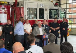 April 21, 2025: Senator Fontana spoke at a press conference at the Mt. Lebanon Fire Department where Governor Shapiro highlighted his administration’s efforts to support firefighters and first responders.