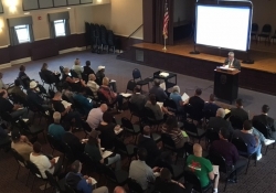 Octubre 4, 2017: Senator Fontana offered opening remarks at the Oct. 4 Pathways to Pardons town hall meeting that he hosted along with Lt. Governor Mike Stack at the Teamsters Temple in Lawrenceville. Presenters focused on the process involved with pardons, commutations and expungements and answered a variety of questions from attendees.