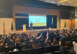 January 2024: Senator Fontana attended a program at the David E. Williams Middle School in the Montour School District last week on the LEAD Program. The program which focuses on prevention was presented to seventh graders. The program is intended to educate and empower students with the facts about alcohol, e-cigarettes, drugs, and cyberbullying.  Students are then inspired to think about their biggest goals in life. More information on the program is available at https://www.ourleadfamily.com/.