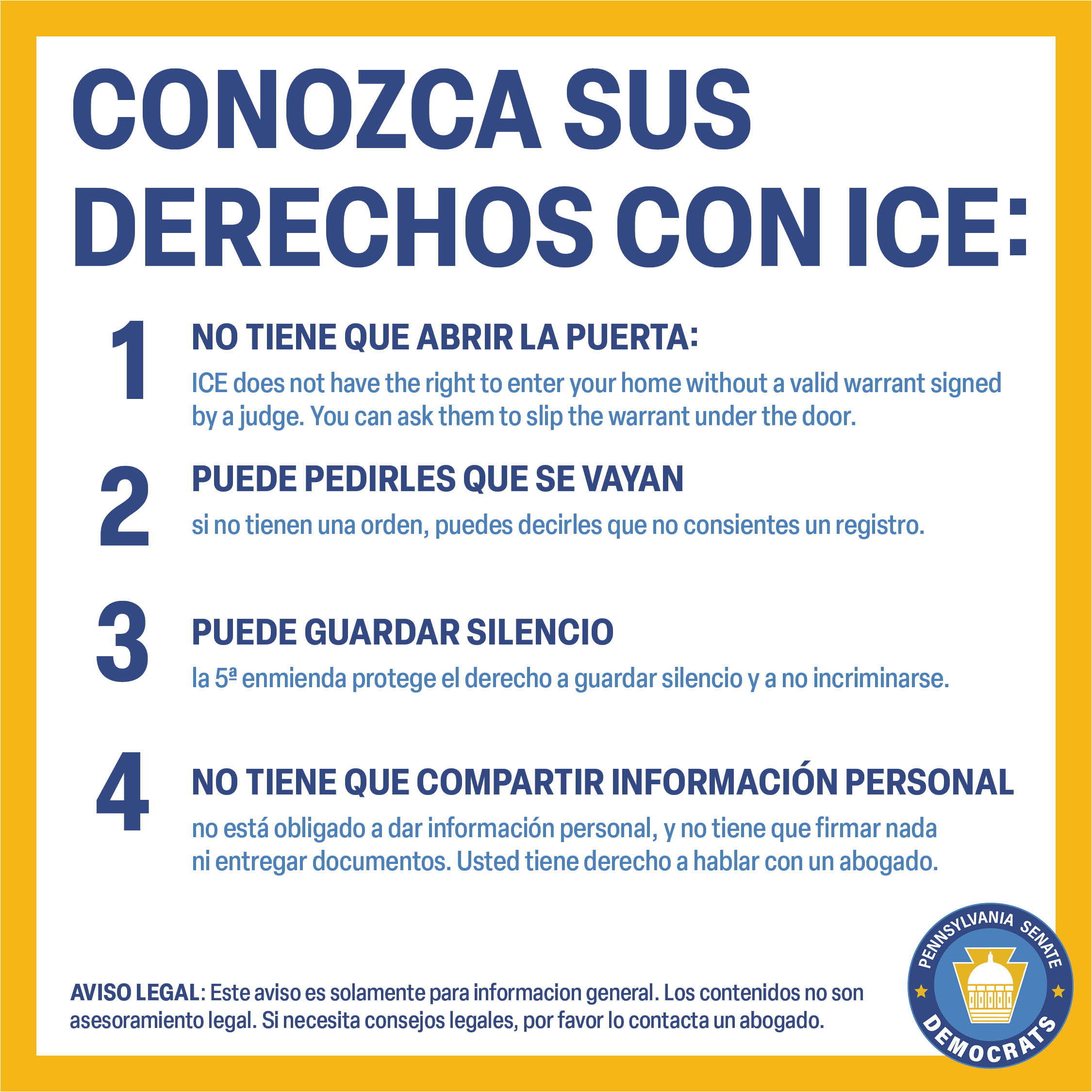 Conoce sus derechos con ICE.